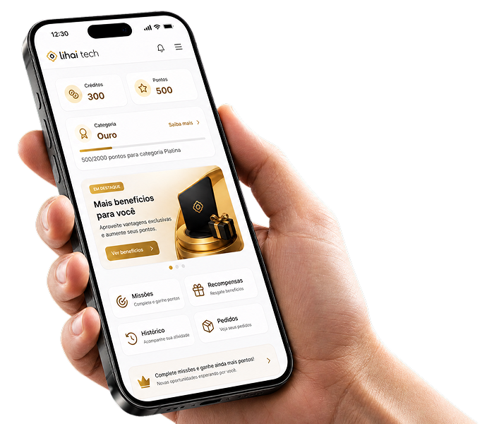 Plataforma de fidelização para varejo LiHai no celular